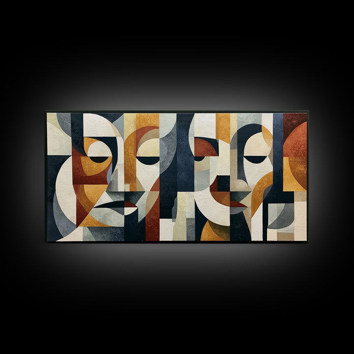 Abstract Face Split by Contrasting Emotions Canvas Print, Expressionist Art, Downloadable Prints, Living Room Decor, Expression, EXP-2x1-79