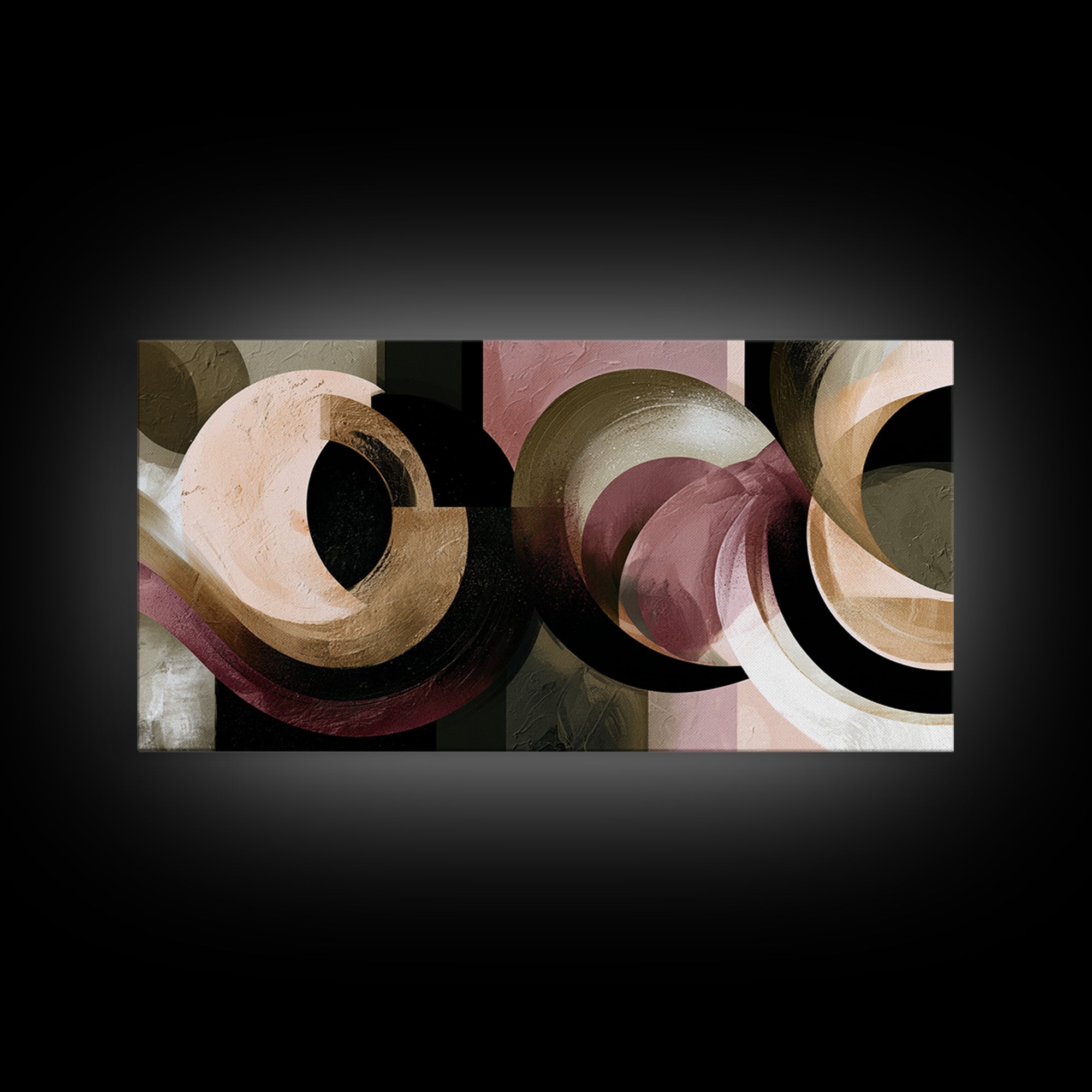 Moonlit Village with Swirling Unnatural Color Canvas Print, Expressionist Art, Boho Wall Art, Living Room Decor, Expression, EXP-2x1-80