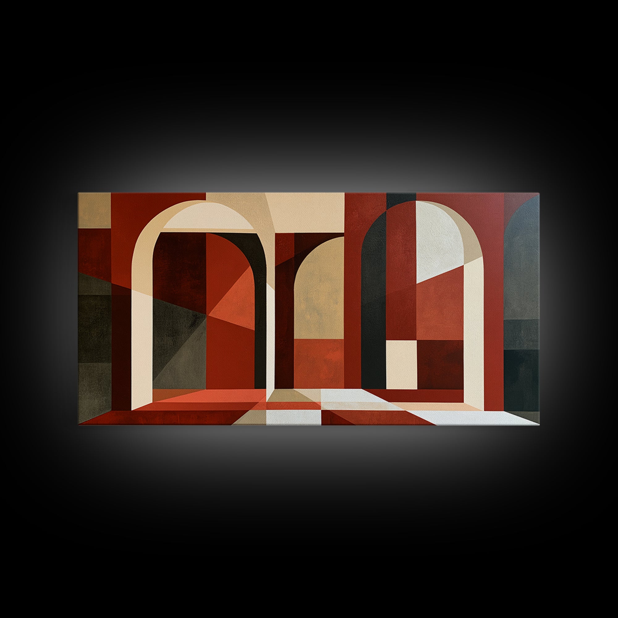 Red Room Interior Abstraction Without Realistic Furniture Canvas Print, Expressionist Art, Modern Art, Living Room Decor, EXP-2x1-87