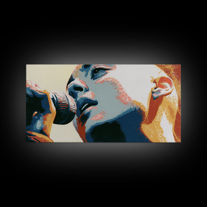 Portrait of a Singer Framed Canvas Print, Expressionist Art, Canvas Art, Living Room Decor, Expression, Moody Wall Art, EXP-2x1-88