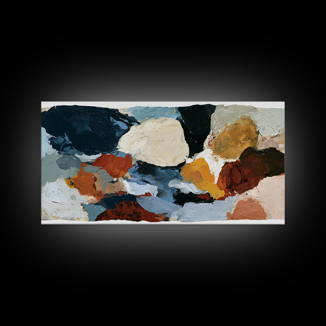 Stormy Landscape Painted Framed Canvas Print, Expressionist Art, Neutral Decor, Living Room Decor, Oil Painting, Expression, EXP-2x1-95