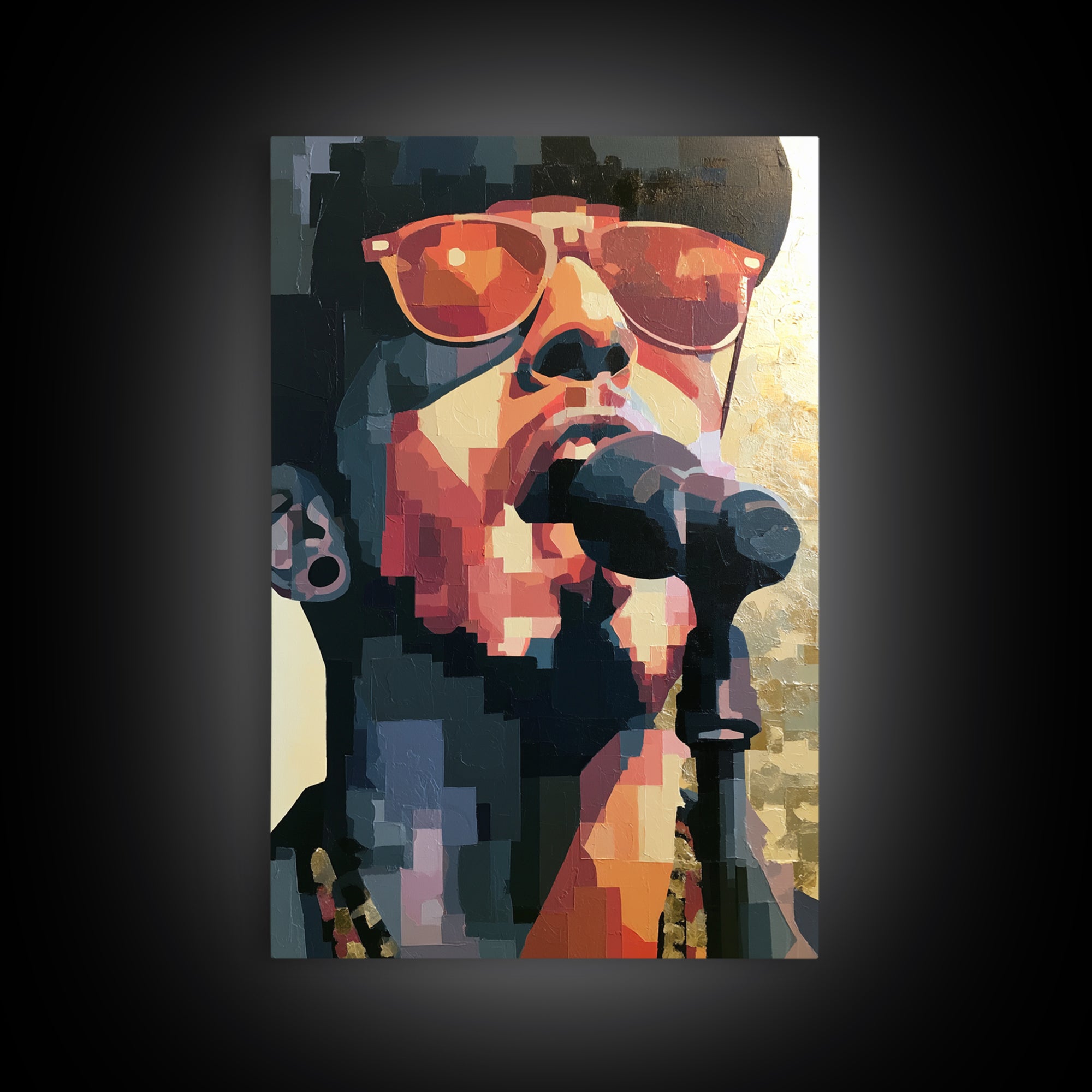 Portrait of a Singer Framed Canvas Print, Expressionist Art, Digital Prints, Living Room Decor, Oil Painting, Expression, EXP-2x3-100