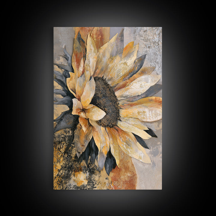 Sunflowers Twisting in Intense Painted Energy Canvas Print, Expressionist Art, Gallery Decor, Living Room Decor, Expression, EXP-2x3-16