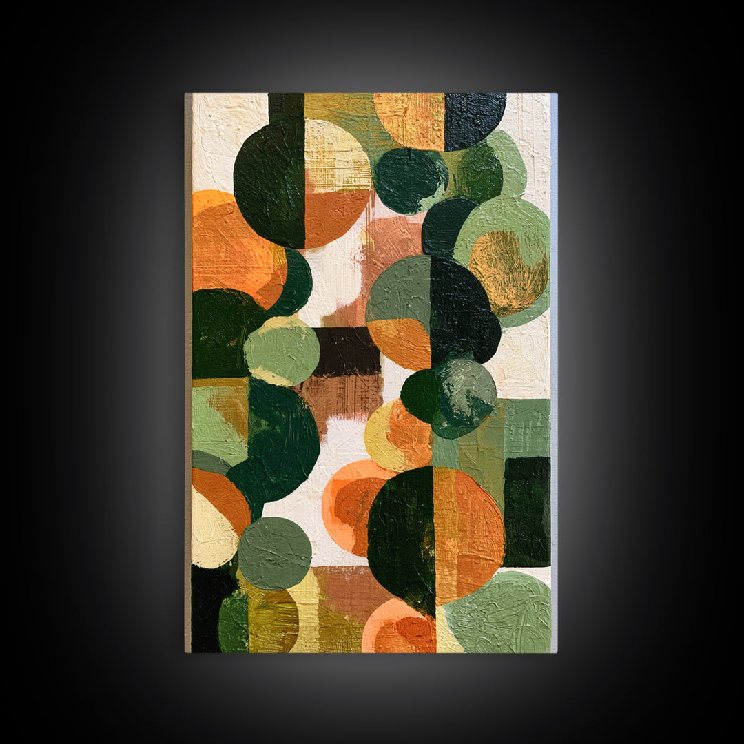 Garden Path with Thick Green and Orange Framed Canvas Print, Expressionist Art, Art, Living Room Decor, Fine Art, Expression, EXP-2x3-22