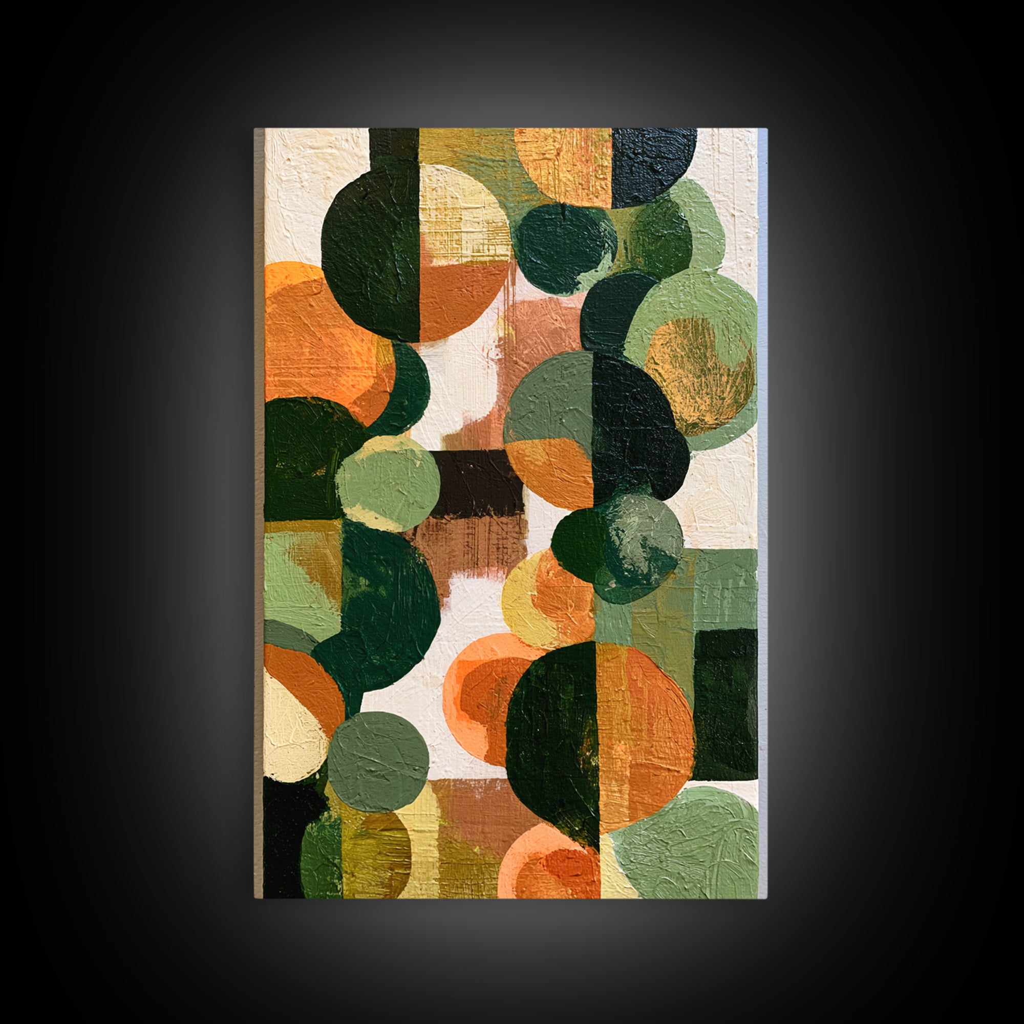 Garden Path with Thick Green and Orange Framed Canvas Print, Expressionist Art, Art, Living Room Decor, Fine Art, Expression, EXP-2x3-22