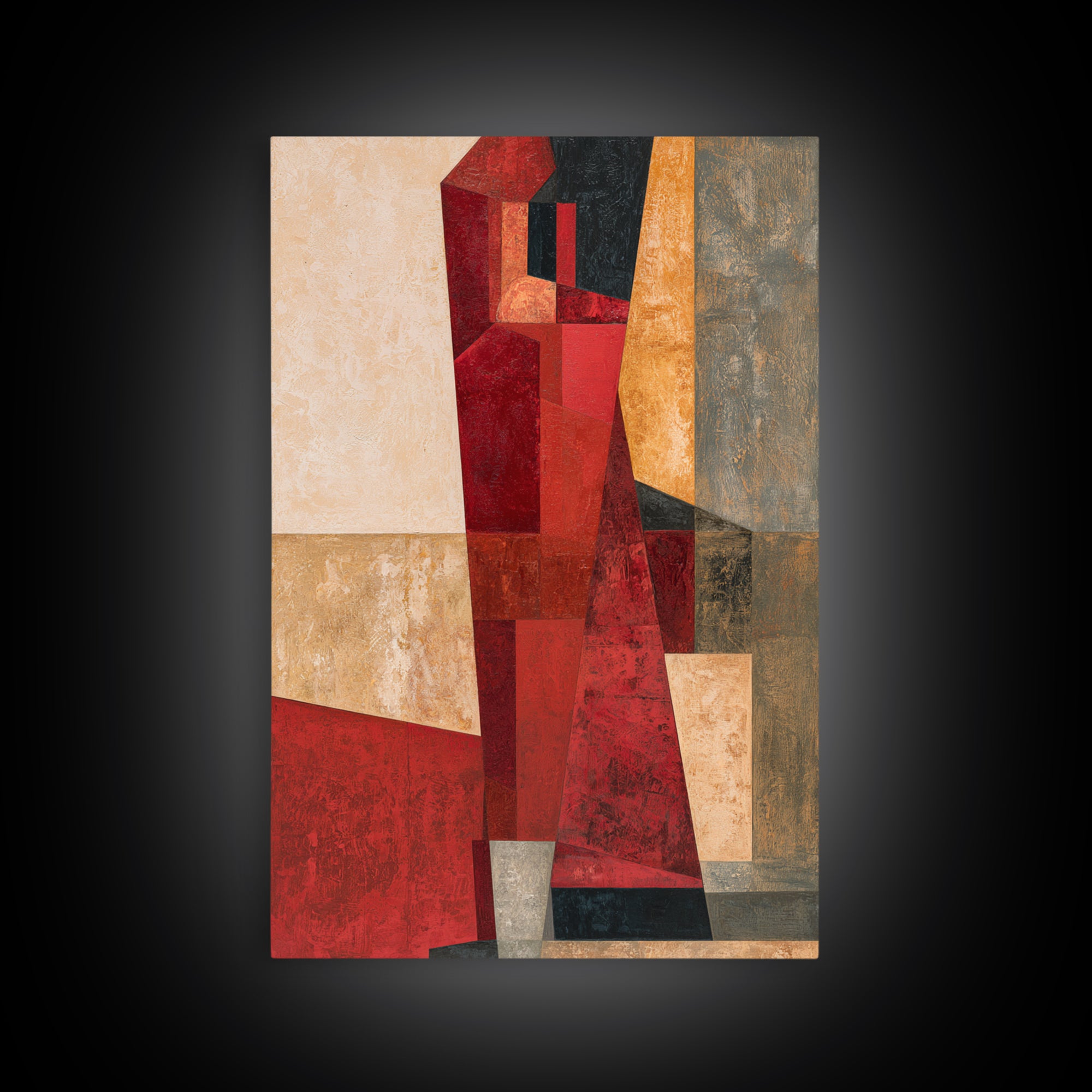 Red Room Interior Abstraction Without Realistic Furniture Canvas Print, Expressionist Art, Room Decor, Living Room Decor, EXP-2x3-3