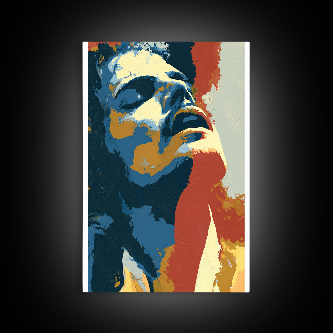 Portrait of a Singer Framed Canvas Print, Expressionist Art, Contemporary Art, Living Room Decor, Fine Art, Expression, EXP-2x3-4