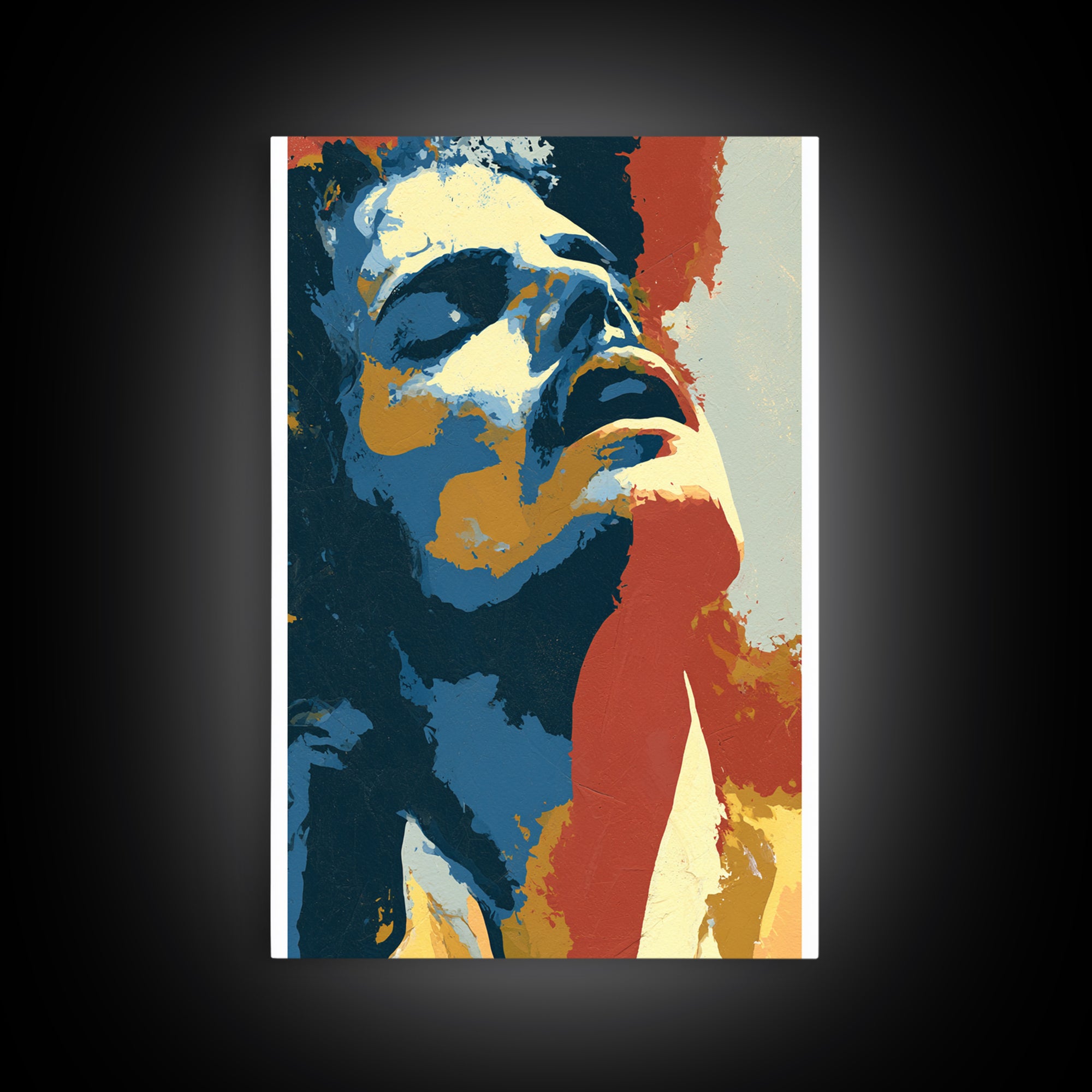 Portrait of a Singer Framed Canvas Print, Expressionist Art, Contemporary Art, Living Room Decor, Fine Art, Expression, EXP-2x3-4