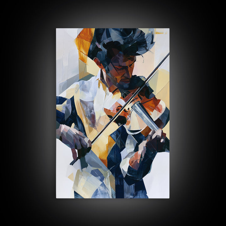 Violinist Painted in Electric Brush Marks Canvas Print, Expressionist Art, Abstract Art, Living Room Decor, Expression, EXP-2x3-45
