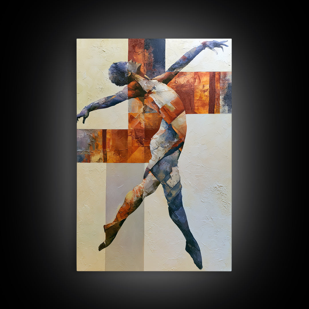 Dancer Figure Fractured into Vibrant Movement Canvas Print, Expressionist Art, Digital Wall Art, Living Room Decor, Expression, EXP-2x3-60