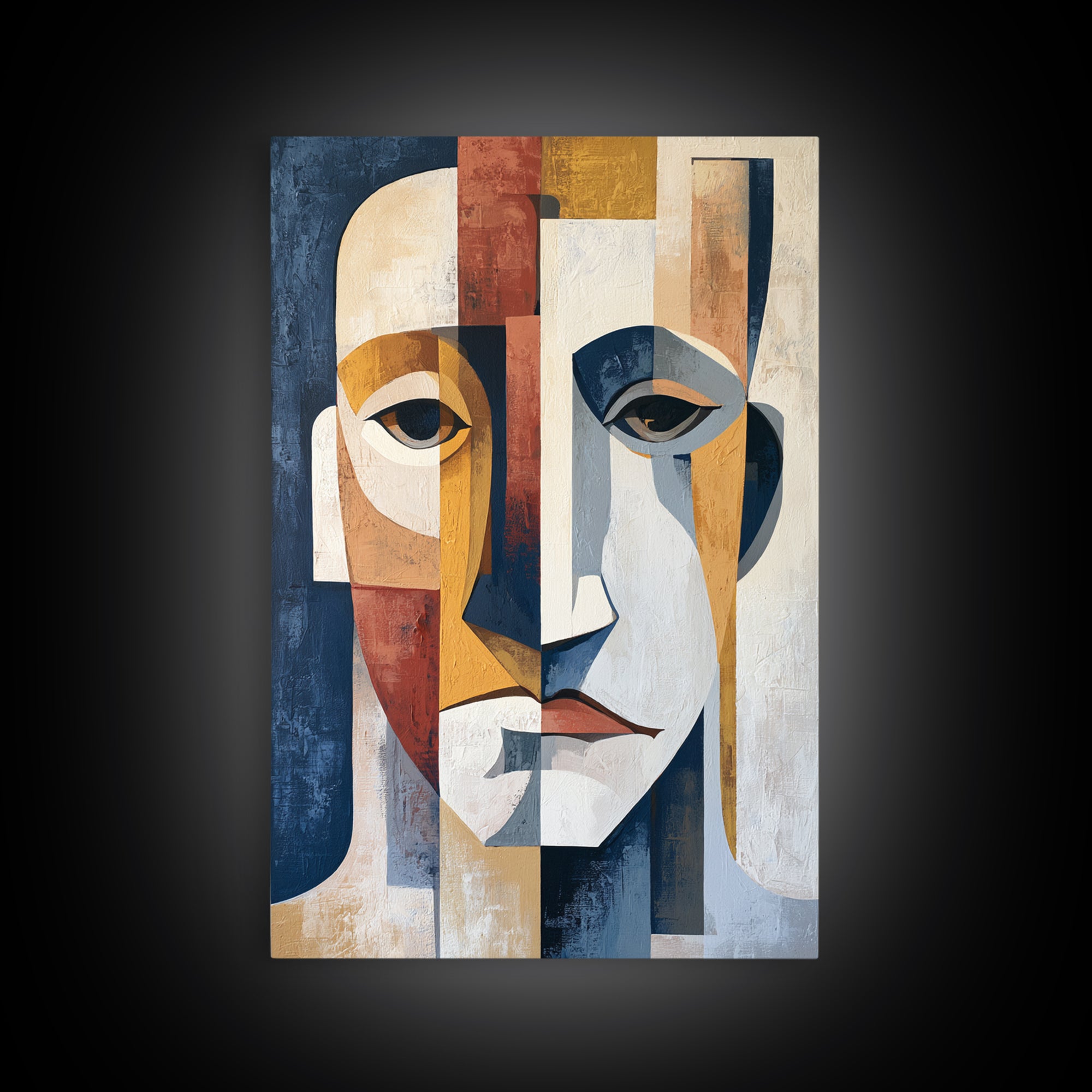 Abstract Face Split by Contrasting Emotions Canvas Print, Expressionist Art, Abstract Wall Art, Living Room Decor, Expression, EXP-2x3-67