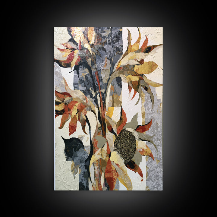 Sunflowers Twisting in Intense Painted Energy Canvas Print, Expressionist Art, Abstract Wall Art, Living Room Decor, Expression, EXP-2x3-88