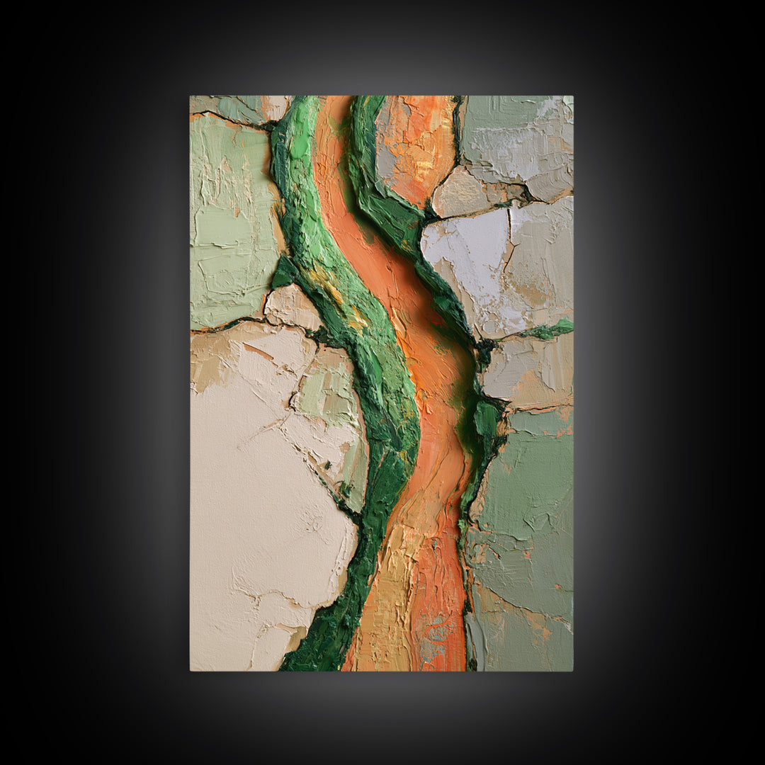 Garden Path with Thick Green and Orange Canvas Print, Expressionist Art, Canvas Art, Living Room Decor, Expression, EXP-2x3-94