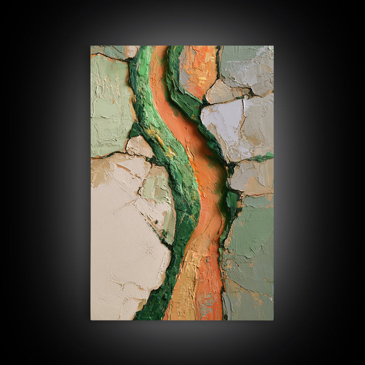 Garden Path with Thick Green and Orange Canvas Print, Expressionist Art, Canvas Art, Living Room Decor, Expression, EXP-2x3-94
