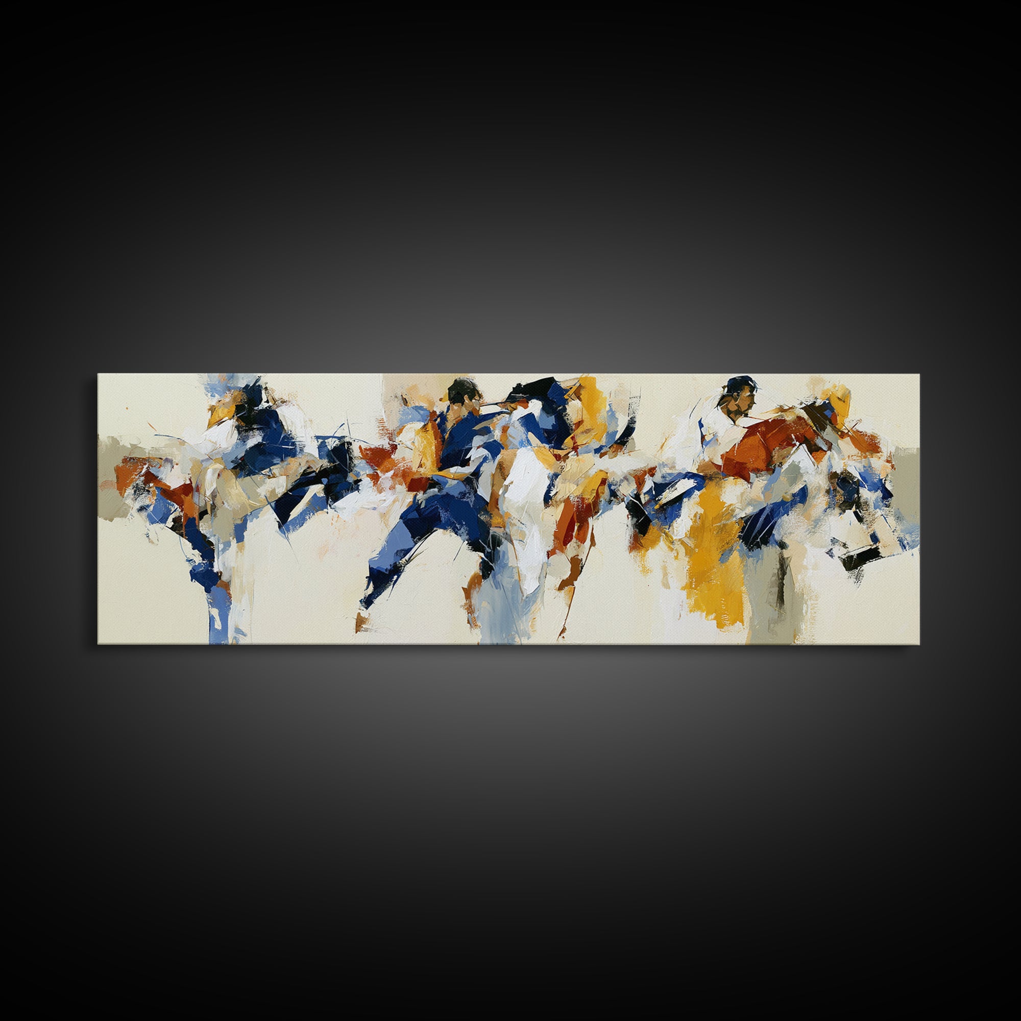 Dancer Figure Fractured into Vibrant Movement Canvas Print, Expressionist Art, Minimalist Wall Art, Living Room Decor, EXP-3x1-20
