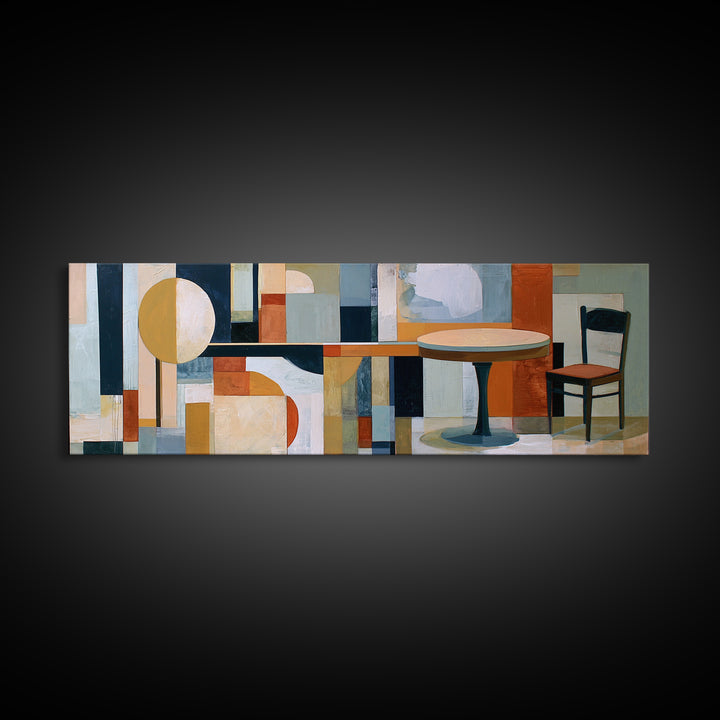 Lonely Caf Table Canvas Print, Expressionist Art, Blue Wall Art, Living Room Decor, Fine Art, Expression, Luxury Decor, EXP-3x1-45
