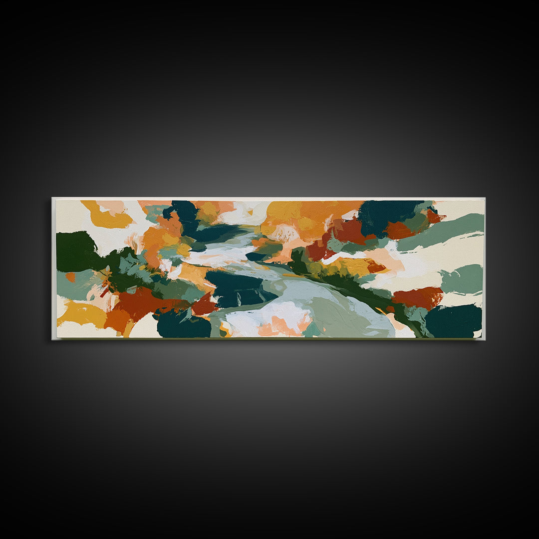 Garden Path with Thick Green and Orange Canvas Print, Expressionist Art, Downloadable Prints, Living Room Decor, Expression, EXP-3x1-54