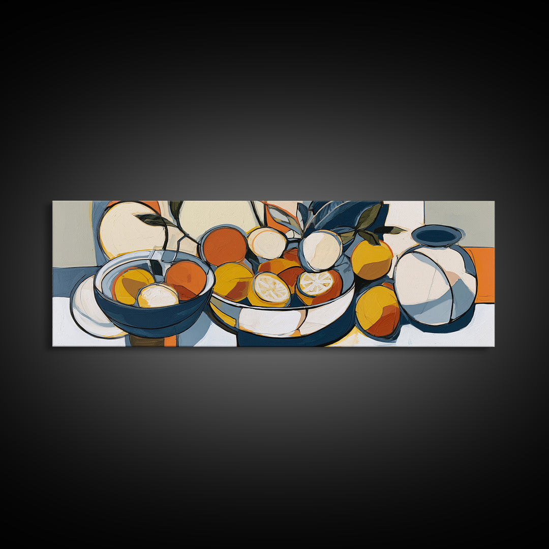 Bold Still Life of Fruit Framed Canvas Print, Expressionist Art, Downloadable Prints, Living Room Decor, Abstract Art, EXP-3x1-57