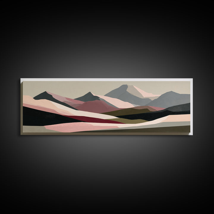 Mountain Landscape in Vibrating Color Bands Canvas Print, Expressionist Art, Gallery Wall Art, Living Room Decor, Expression, EXP-3x1-61