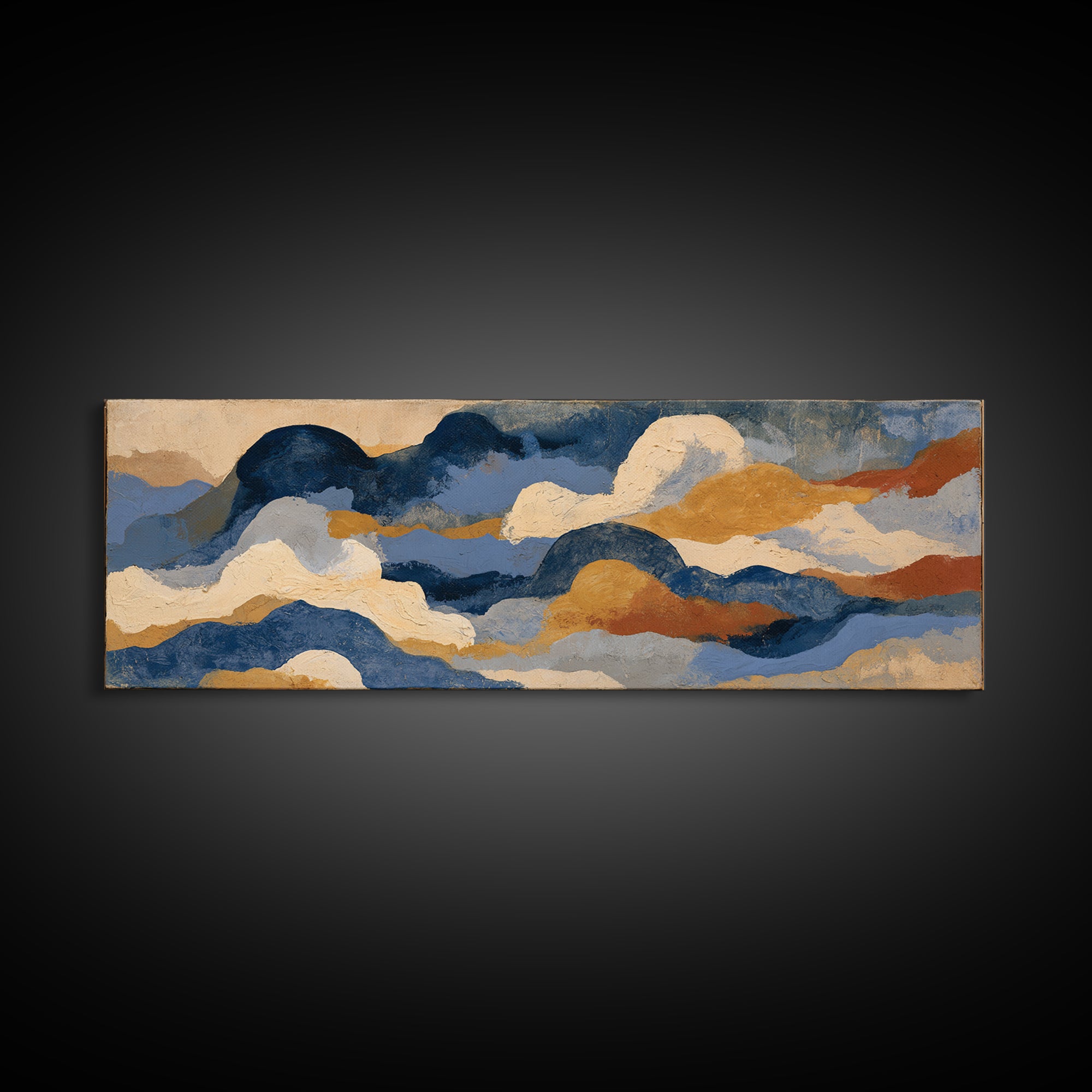 Stormy Landscape Painted Framed Canvas Print, Expressionist Art, Original Art, Living Room Decor, Fine Art, Expression, EXP-3x1-67