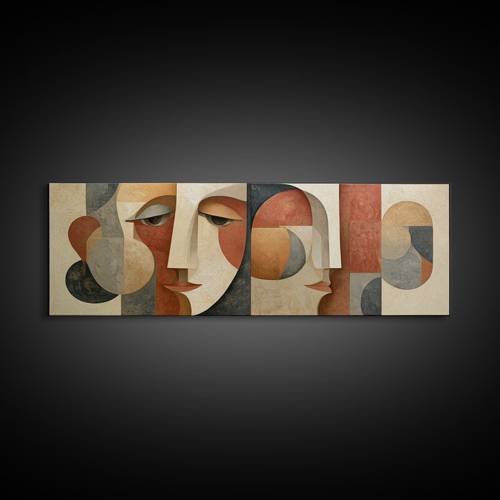 Abstract Face Split by Contrasting Emotions Canvas Print, Expressionist Art, Canvas Art, Living Room Decor, Expression, EXP-3x1-75