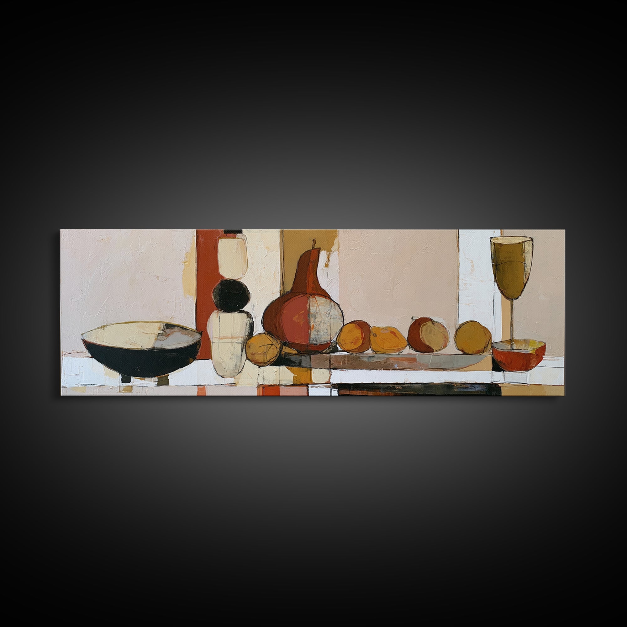 Bold Still Life of Fruit Framed Canvas Print, Expressionist Art, Downloadable Prints, Living Room Decor, Abstract Art, EXP-3x1-81