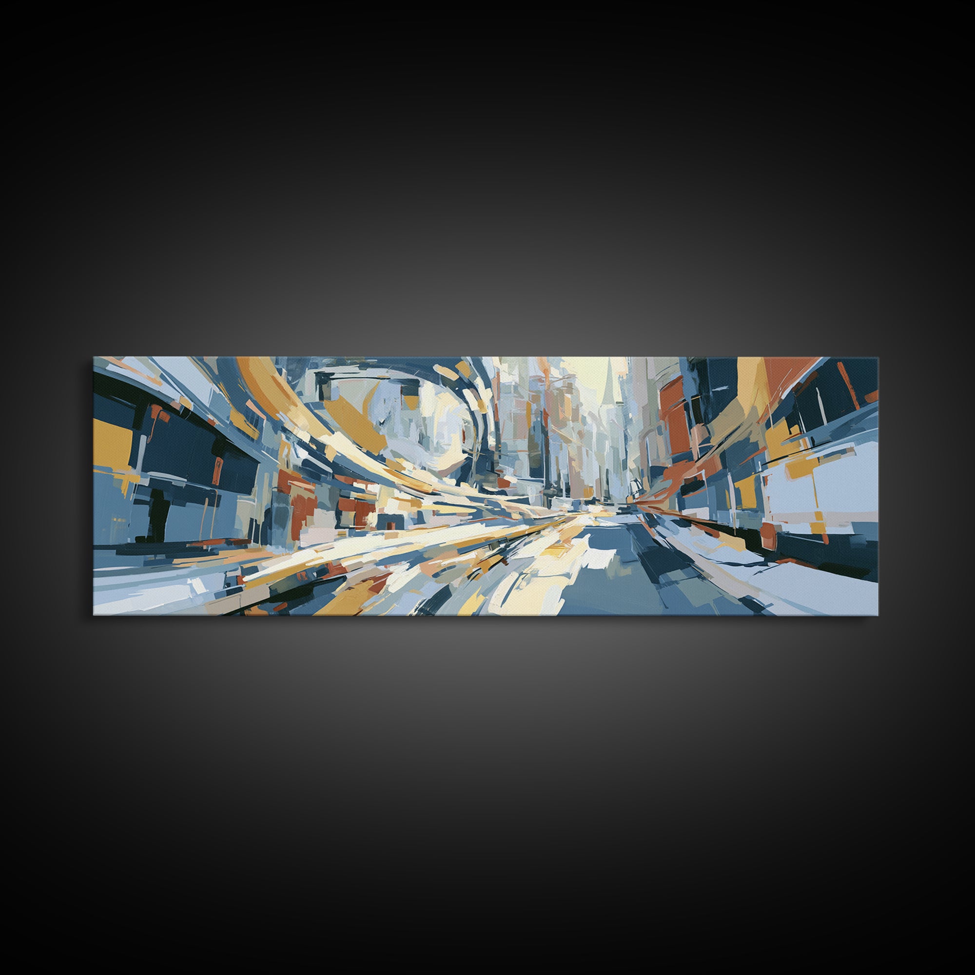 Distorted City Street Framed Canvas Print, Expressionist Art, Boho Decor, Living Room Decor, Oil Painting, Expression, EXP-3x1-89