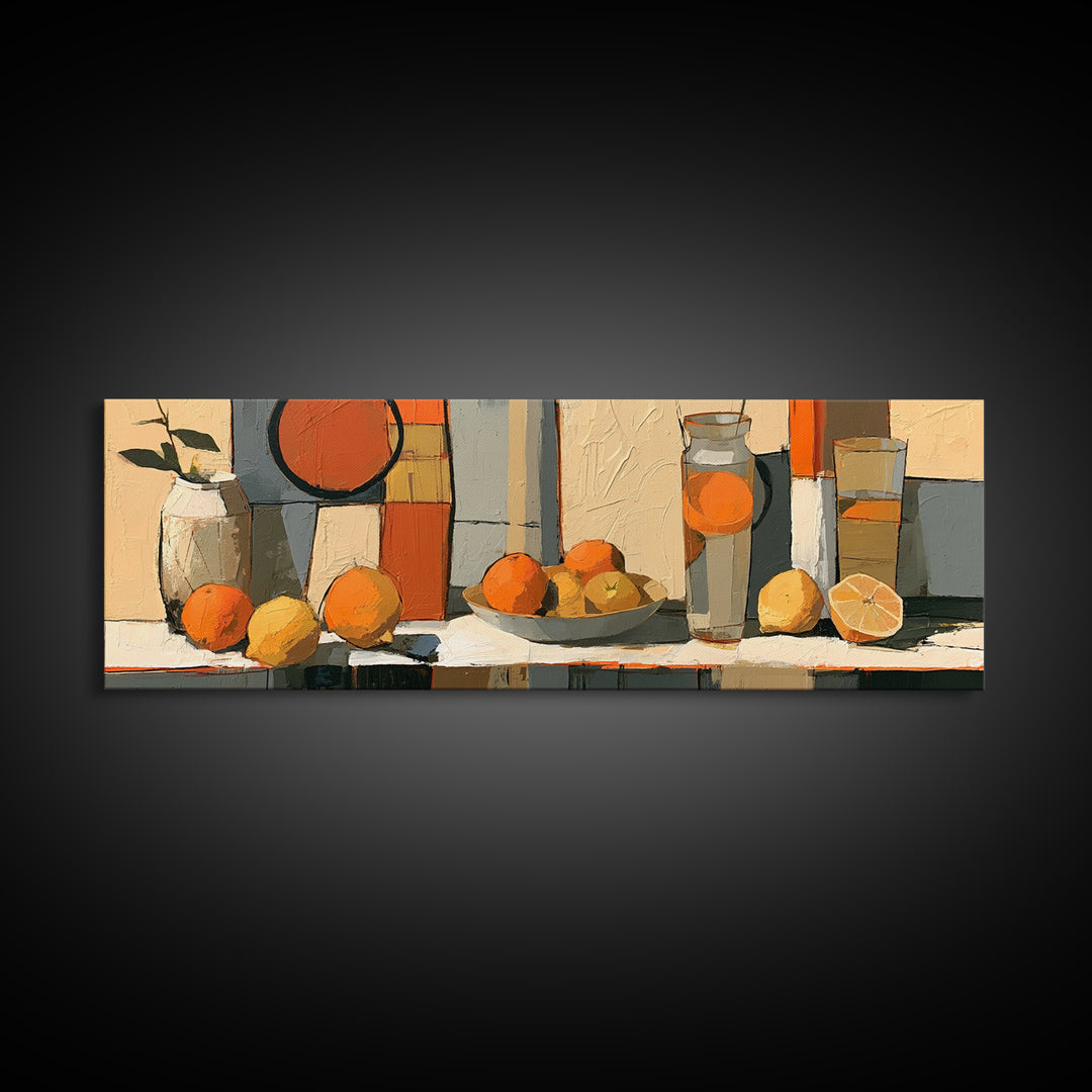Bold Still Life of Fruit Framed Canvas Print, Expressionist Art, Abstract Wall Art, Living Room Decor, Fine Art, Expression, EXP-3x1-9