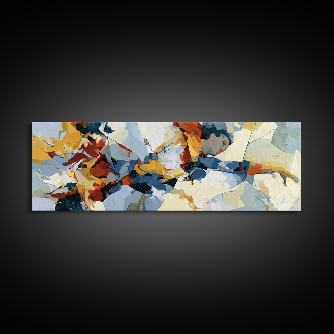 Dancer Figure Fractured into Vibrant Movement Canvas Print, Expressionist Art, Digital Art, Living Room Decor, Expression, EXP-3x1-92