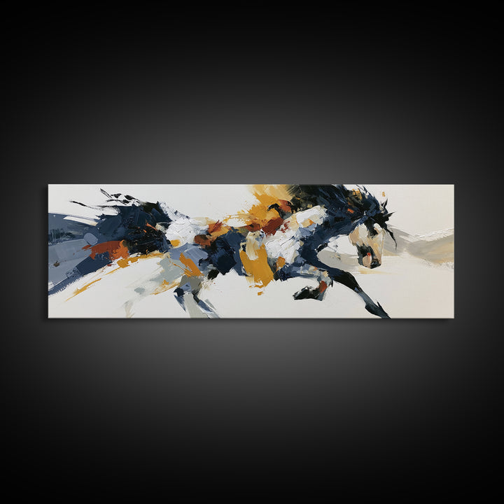 Expressionist Horse in Motion with Wild Mane Canvas Print, Expressionist Art, Minimalist Wall Art, Living Room Decor, EXP-3x1-98
