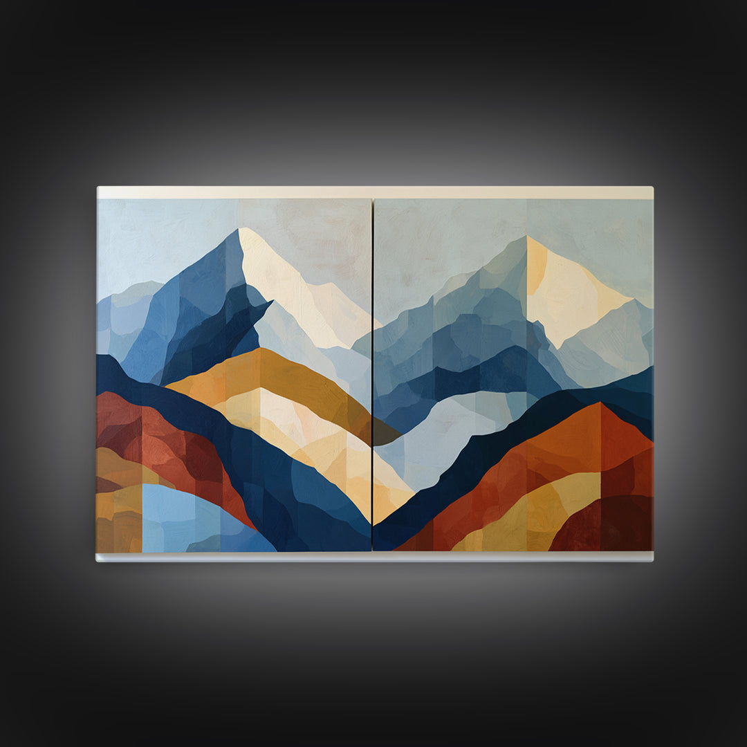 Mountain Landscape in Vibrating Color Bands Canvas Print, Expressionist Art, Unique Wall Art, Living Room Decor, Expression, EXP-3x2-1