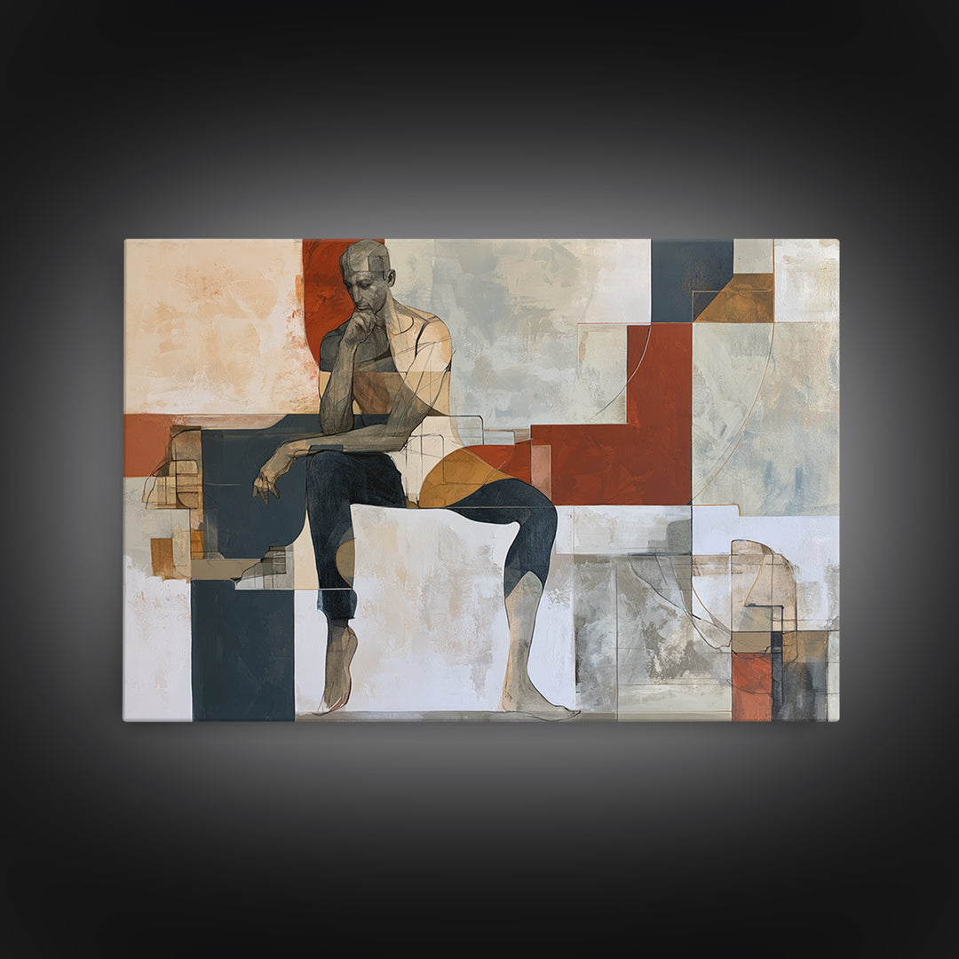 Seated Figure with Raw Gestural Outlines Canvas Print, Expressionist Art, Modern Decor, Living Room Decor, Fine Art, Expression, EXP-3x2-11
