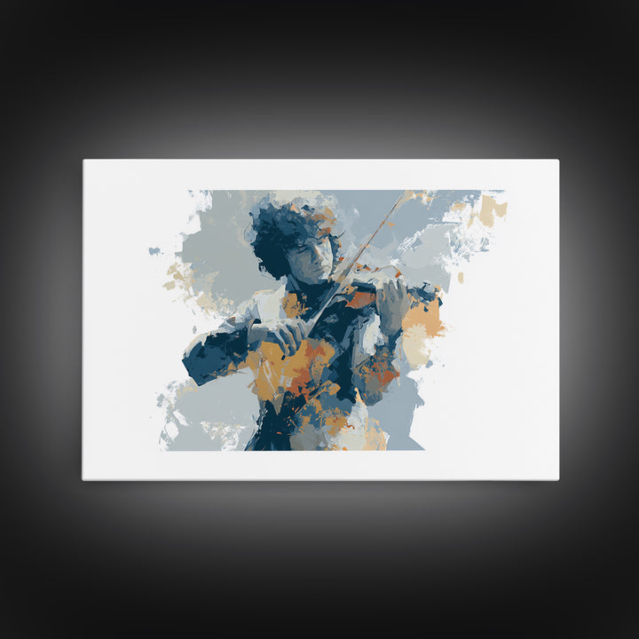 Violinist Painted in Electric Brush Marks Canvas Print, Expressionist Art, Modern Art, Living Room Decor, Fine Art, Expression, EXP-3x2-17