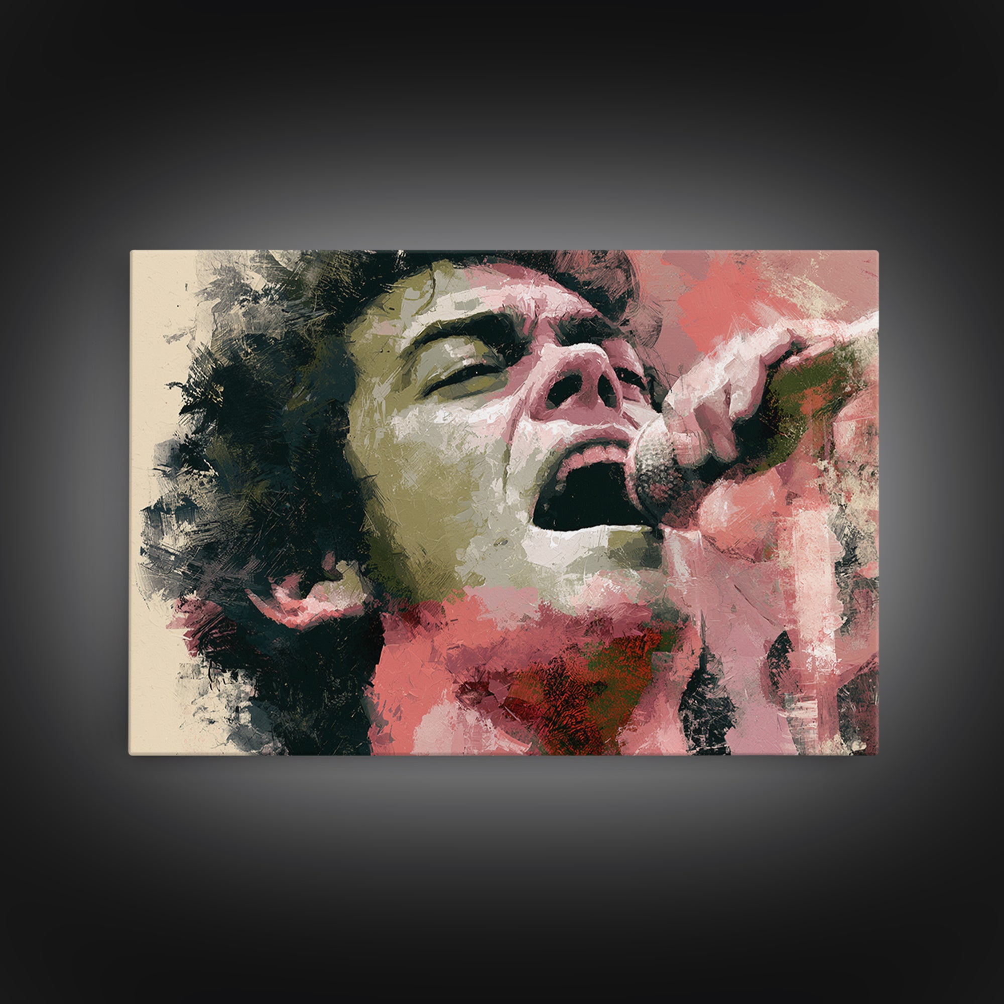 Portrait of a Singer Framed Canvas Print, Expressionist Art, Blue Wall Art, Living Room Decor, Expression, Luxury Decor, EXP-3x2-24