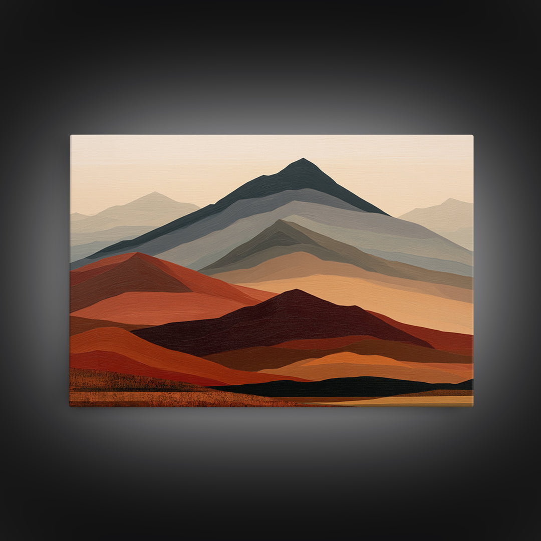 Mountain Landscape in Vibrating Color Bands Canvas Print, Expressionist Art, Moody Wall Art, Living Room Decor, Expression, EXP-3x2-25