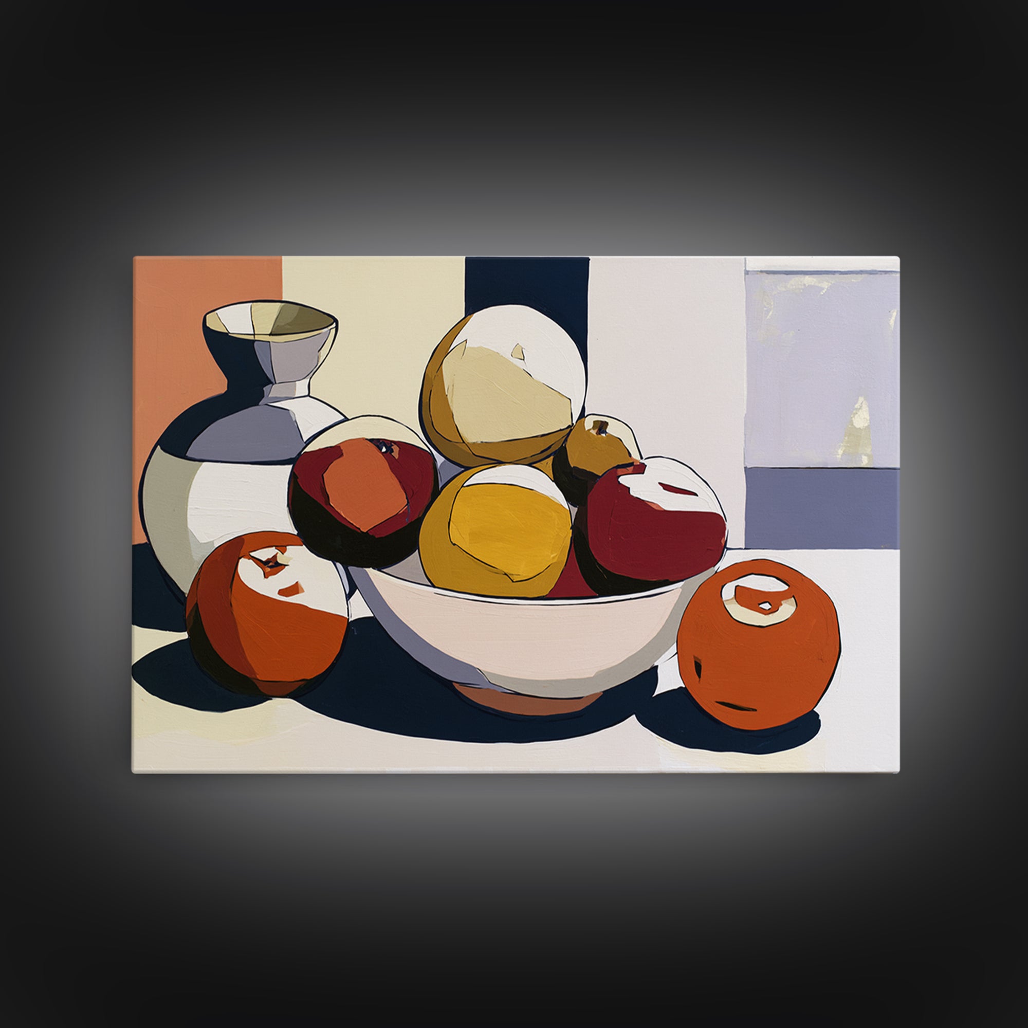 Bold Still Life of Fruit Framed Canvas Print, Expressionist Art, Gallery Decor, Living Room Decor, Fine Art, Expression, EXP-3x2-45