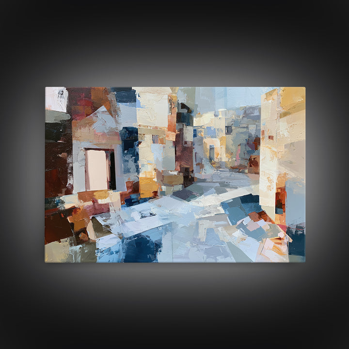 Distorted City Street Framed Canvas Print, Expressionist Art, Minimalist Wall Art, Living Room Decor, Fine Art, Expression, EXP-3x2-5