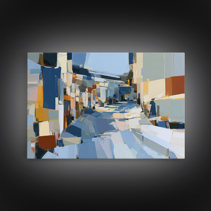 Distorted City Street Framed Canvas Print, Expressionist Art, Room Decor, Living Room Decor, Fine Art, Expression, EXP-3x2-77