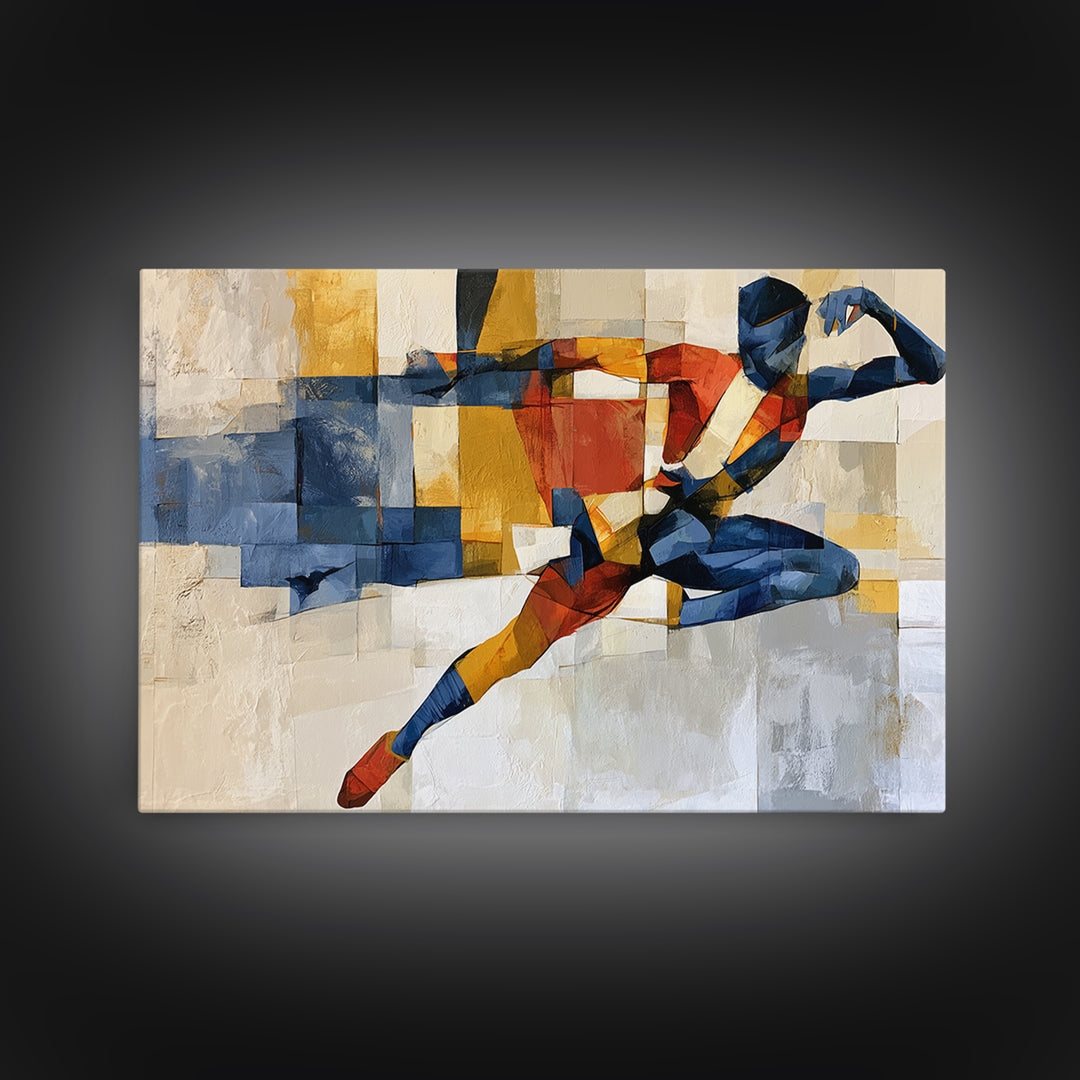 Dancer Figure Fractured into Vibrant Movement Canvas Print, Expressionist Art, Home Decor, Living Room Decor, Expression, EXP-3x2-80