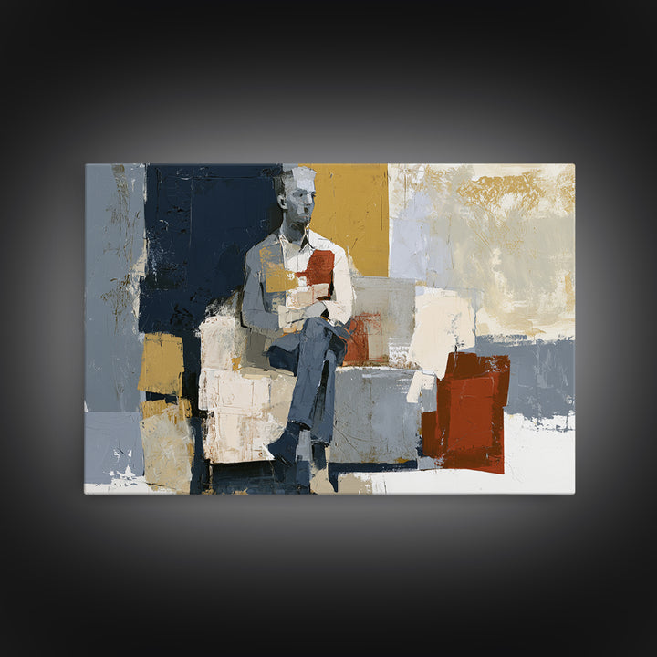 Seated Figure with Raw Gestural Outlines Canvas Print, Expressionist Art, Abstract Art, Living Room Decor, Fine Art, Expression, EXP-3x2-83