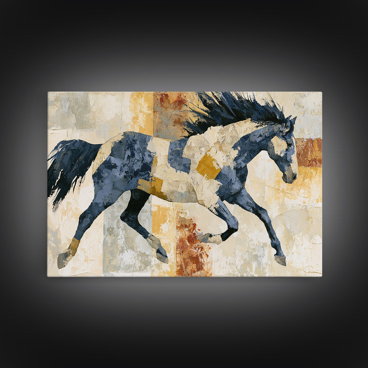 Expressionist Horse in Motion with Wild Mane Framed Canvas Print, Expressionist Art, Modern Art, Living Room Decor, Expression, EXP-3x2-86