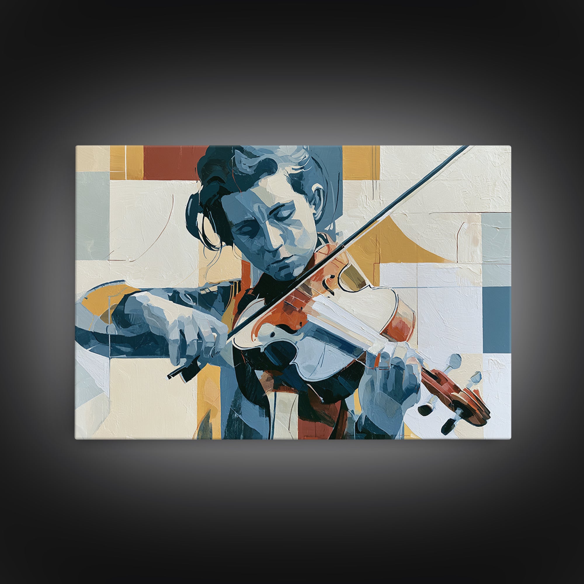 Violinist Painted in Electric Brush Marks Canvas Print, Expressionist Art, Boho Decor, Living Room Decor, Oil Painting, EXP-3x2-89