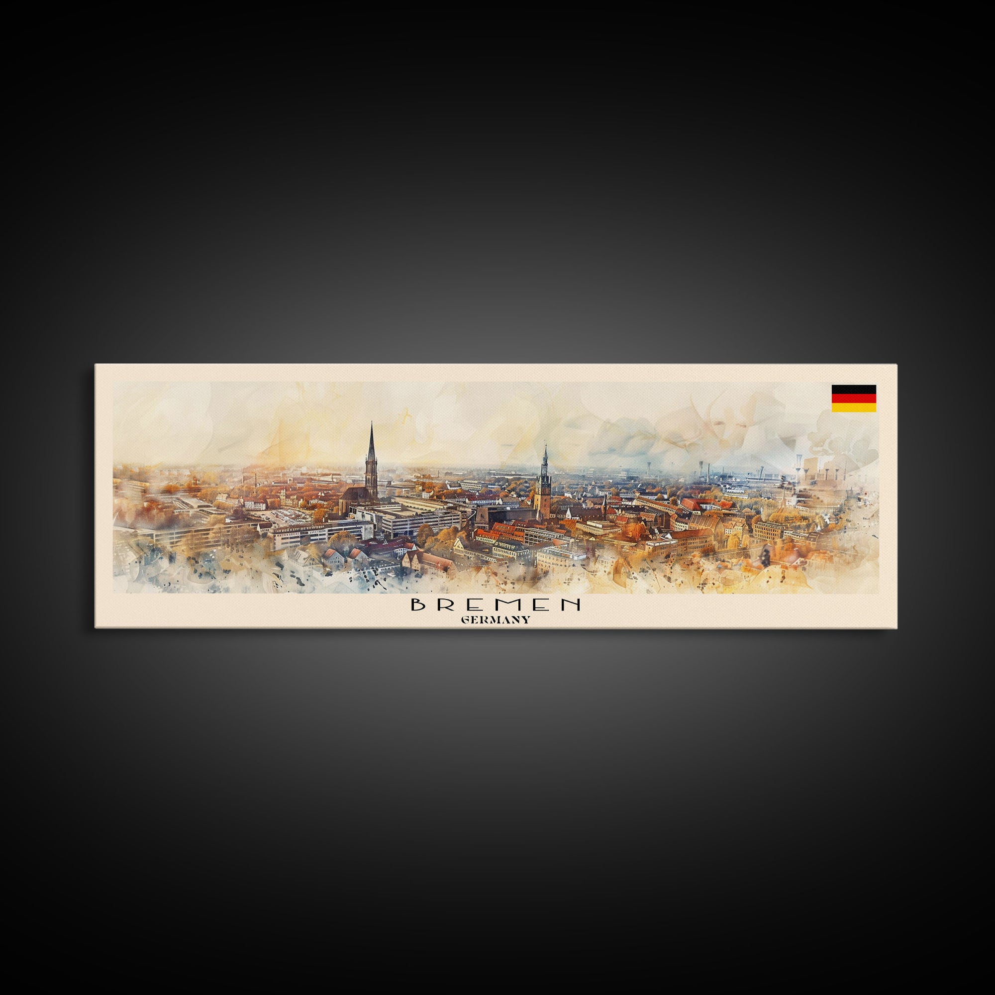 Bremen Germany Wall Art, Panoramic Travel Poster, Panoramic Framed Canvas Print, City Wall Art, Wall Hanging Home Decor, Travel Art