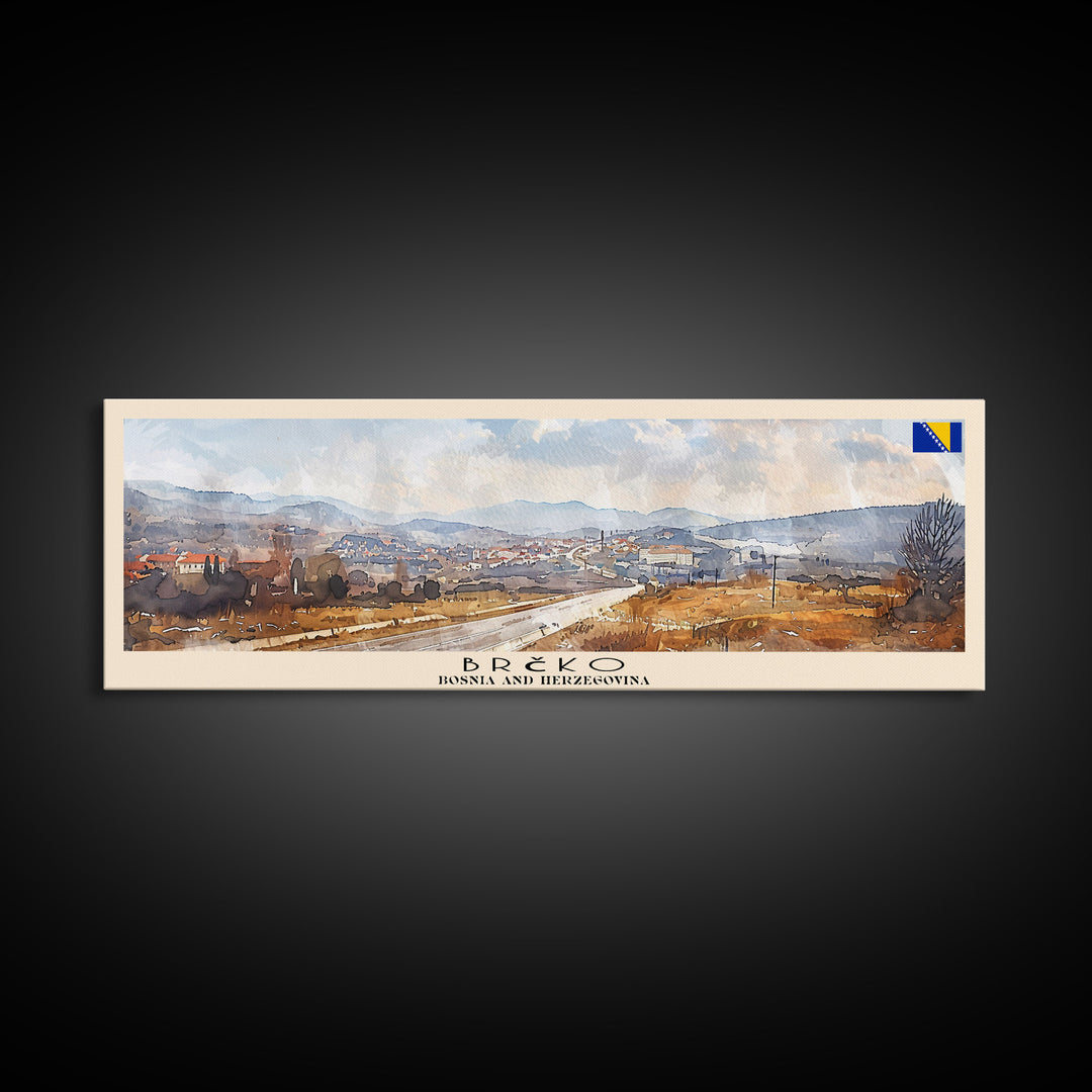 Brčko Bosnia Wall Art, Panoramic Travel Poster, Panoramic Framed Canvas Print, City Wall Art, Wall Hanging Home Decor, Travel Art