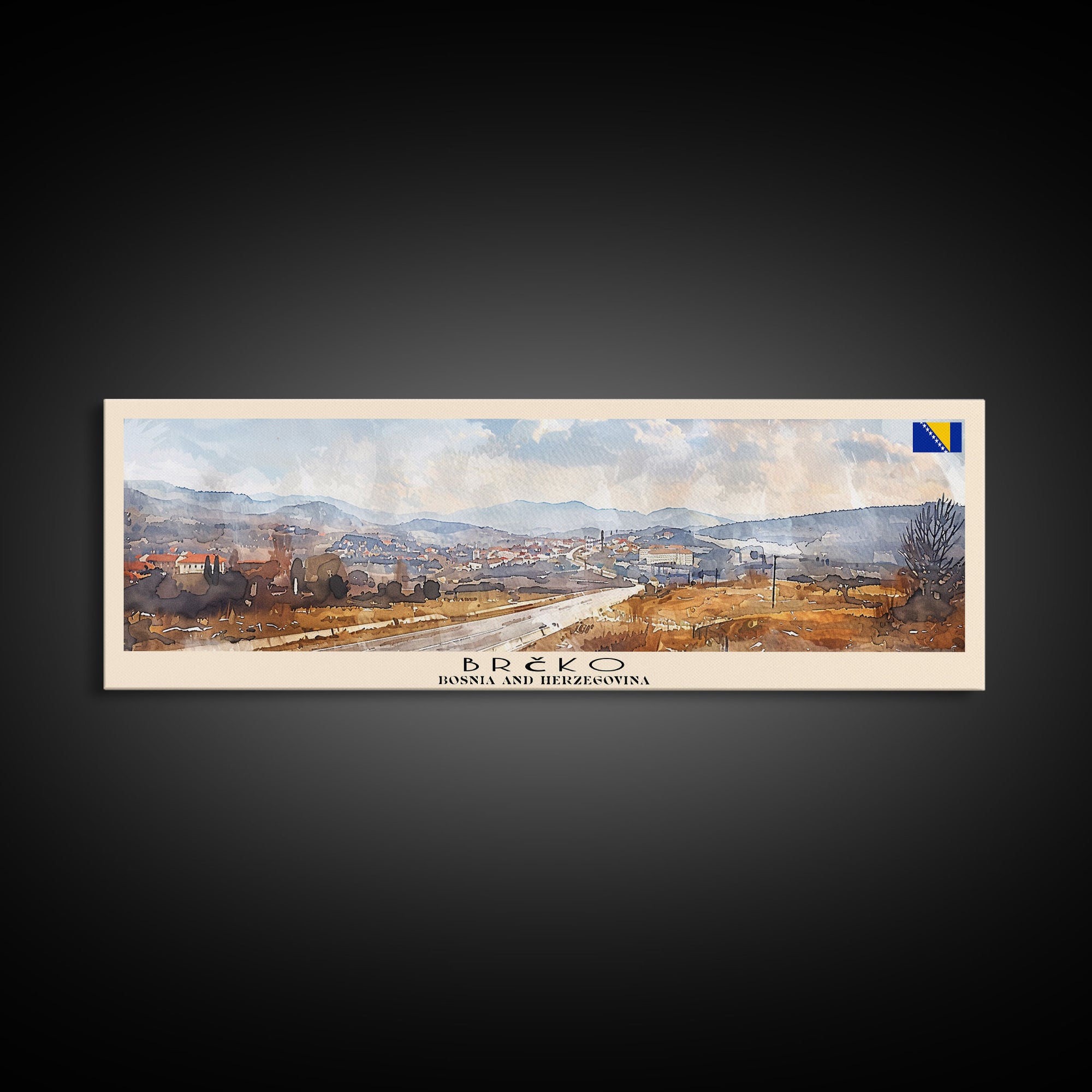 Brčko Bosnia Wall Art, Panoramic Travel Poster, Panoramic Framed Canvas Print, City Wall Art, Wall Hanging Home Decor, Travel Art