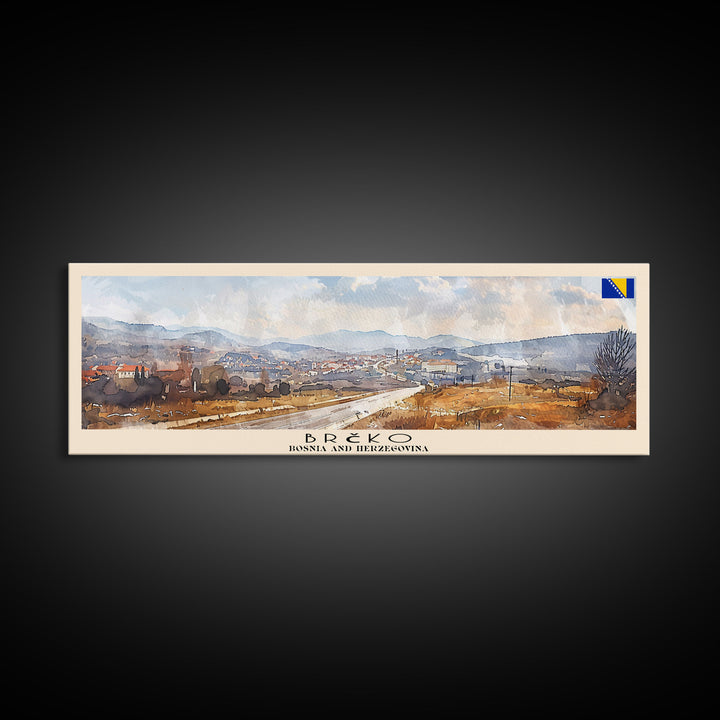 Brčko Bosnia Wall Art, Panoramic Travel Poster, Panoramic Framed Canvas Print, City Wall Art, Wall Hanging Home Decor, Travel Art