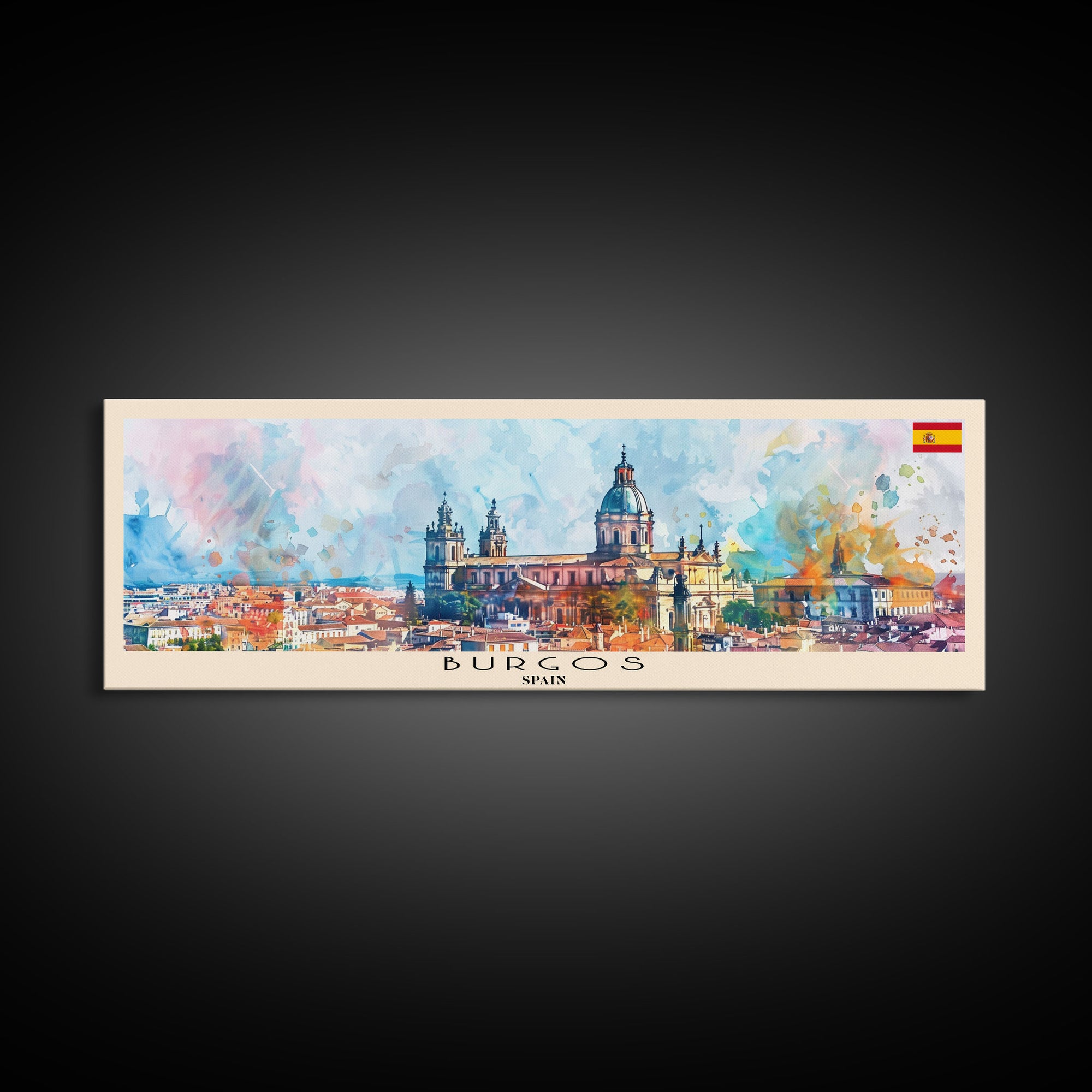 Burgos Spain Wall Art, Panoramic Travel Poster, Panoramic Framed Canvas Print, City Wall Art, Wall Hanging Home Decor, Travel Art