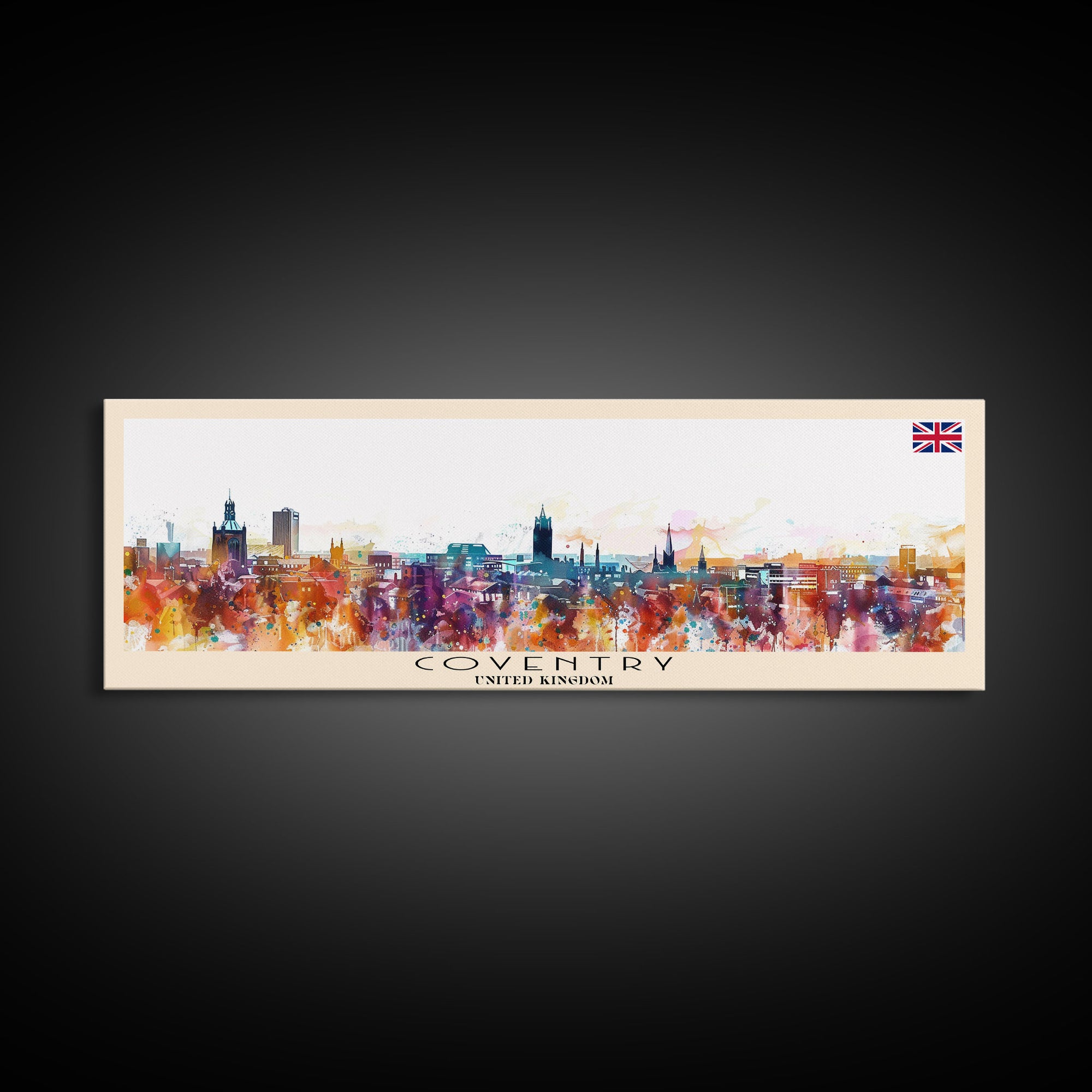 Coventry United Kingdom Wall Art, Panoramic Travel Poster, Panoramic Framed Canvas Print, City Wall Art, Wall Hanging Home Decor, Travel Art