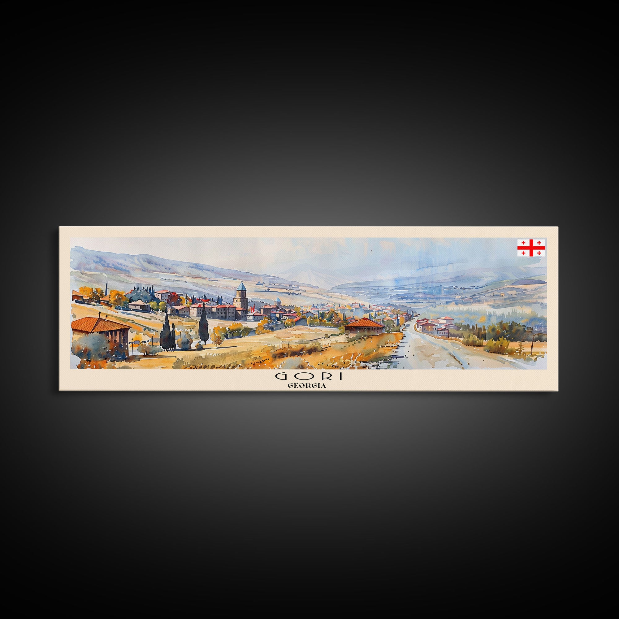Gori Georgia Travel Print Wall Art, Panoramic City Art, Travel Art, Wall Decor, Vacation Gift, Framed Canvas Print Or Metal Art