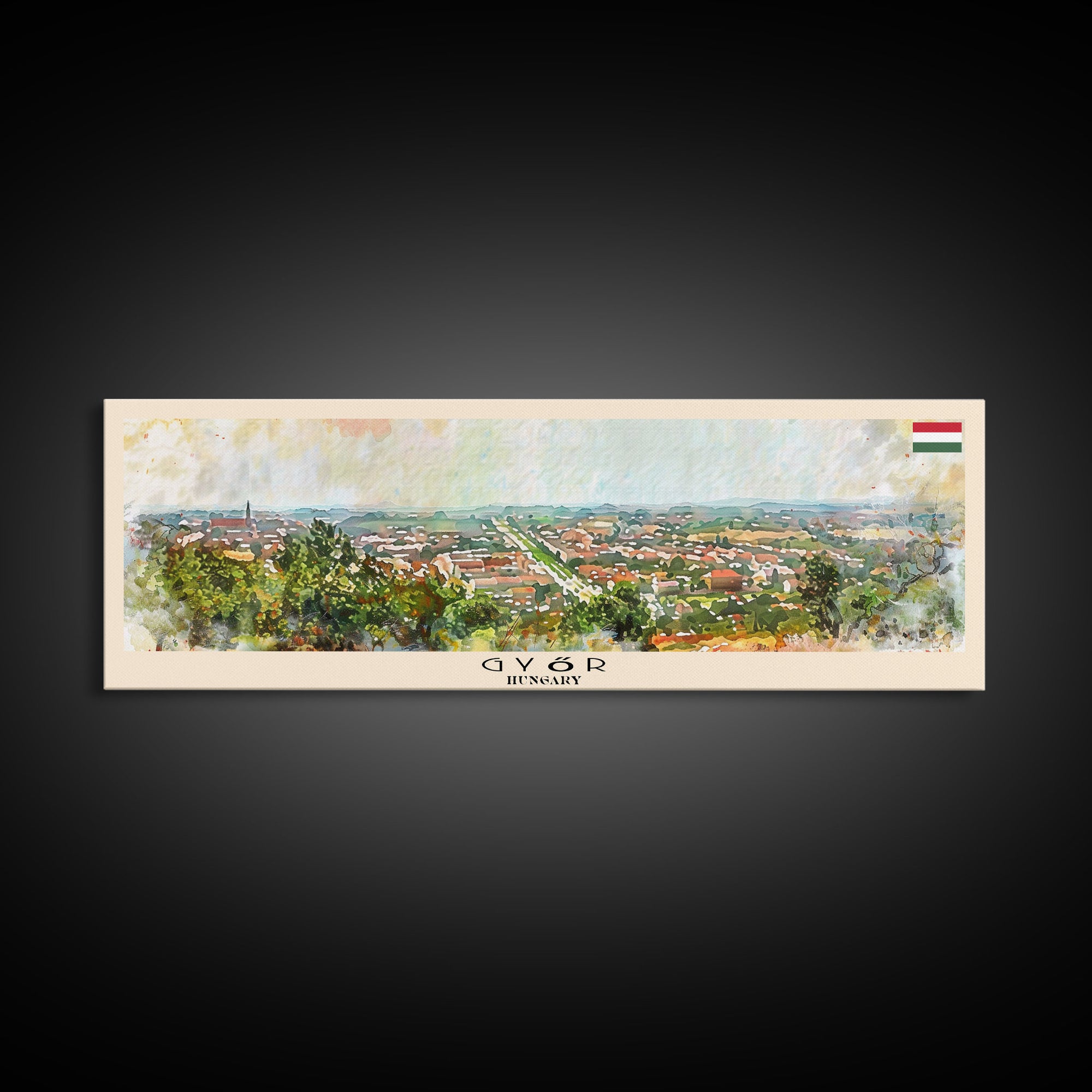 Gyor Hungary Wall Art, Panoramic Travel Poster, Panoramic Framed Canvas Print, City Wall Art, Wall Hanging Home Decor, Travel Art